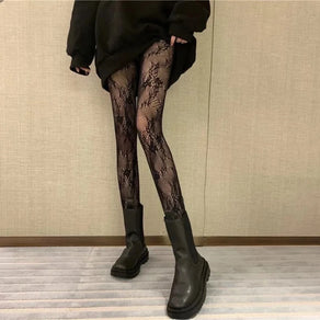 Black Abstract Pattern Fishnet Stockings