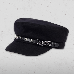Black Punk Spiked Military Cap - Ghoul RIP
