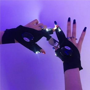 LED Mini Flashlight Rave Gloves - Ghoul RIP