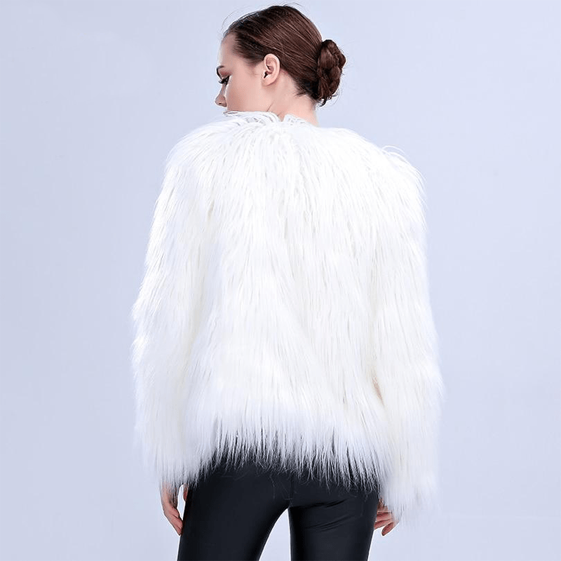 Light Up Faux Fur Jacket with Built-in LED Lights - Ghoul RIP