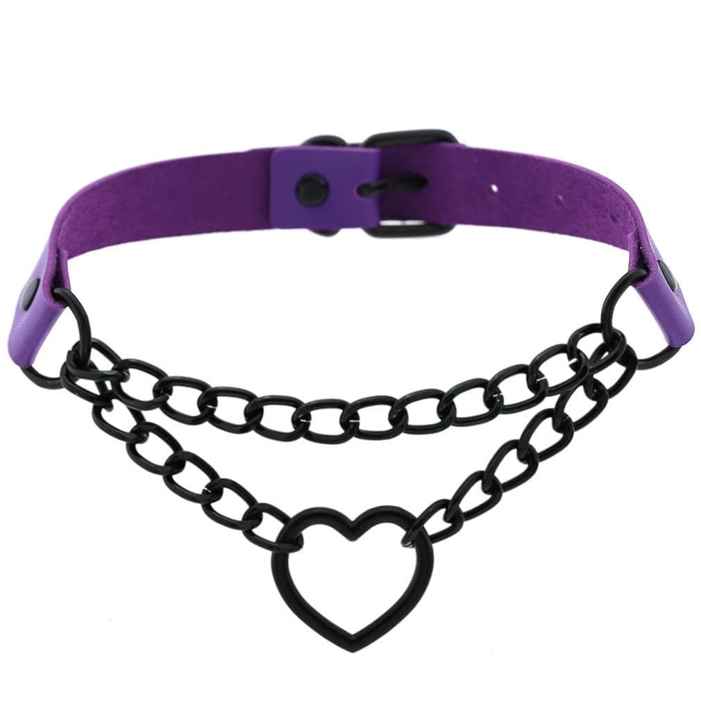 Tiered Chain & Heart Choker Necklace - Ghoul RIP