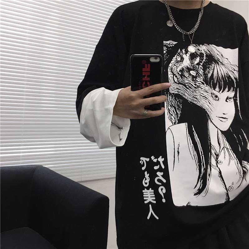 Two Faced Layered Graphic Tee - Ghoul RIP