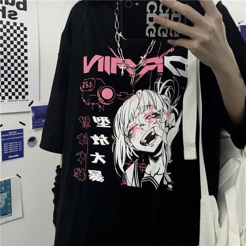 Y2K Cyberpunk Anime Girl Graphic Tee