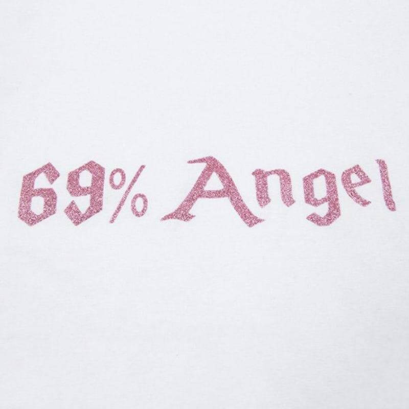 69% Angel Cute Y2K Sparkle Print Baby Tee - Ghoul RIP