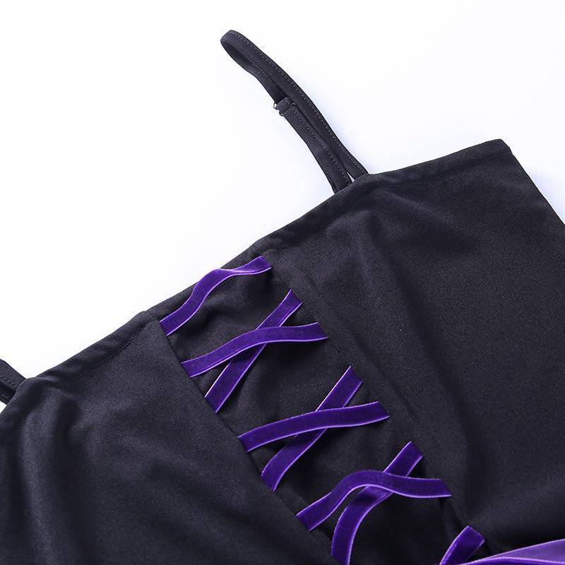 Black & Purple Lace Up Slip Dress - Ghoul RIP