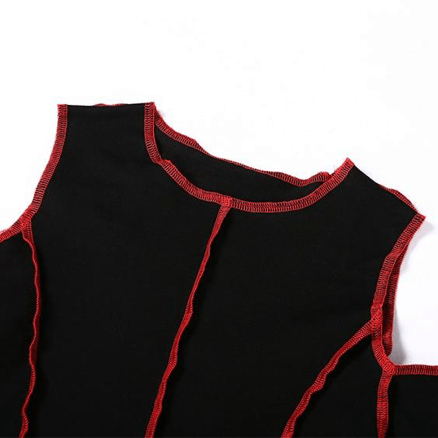 Black & Red Contrast Stitch Long Sleeve - Ghoul RIP