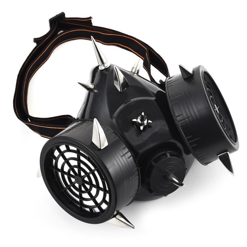 Black Cybergoth Spiked Gas Mask - Ghoul RIP