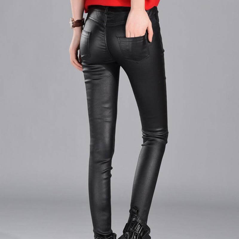 Black Faux Leather Skinny Pants - Ghoul RIP