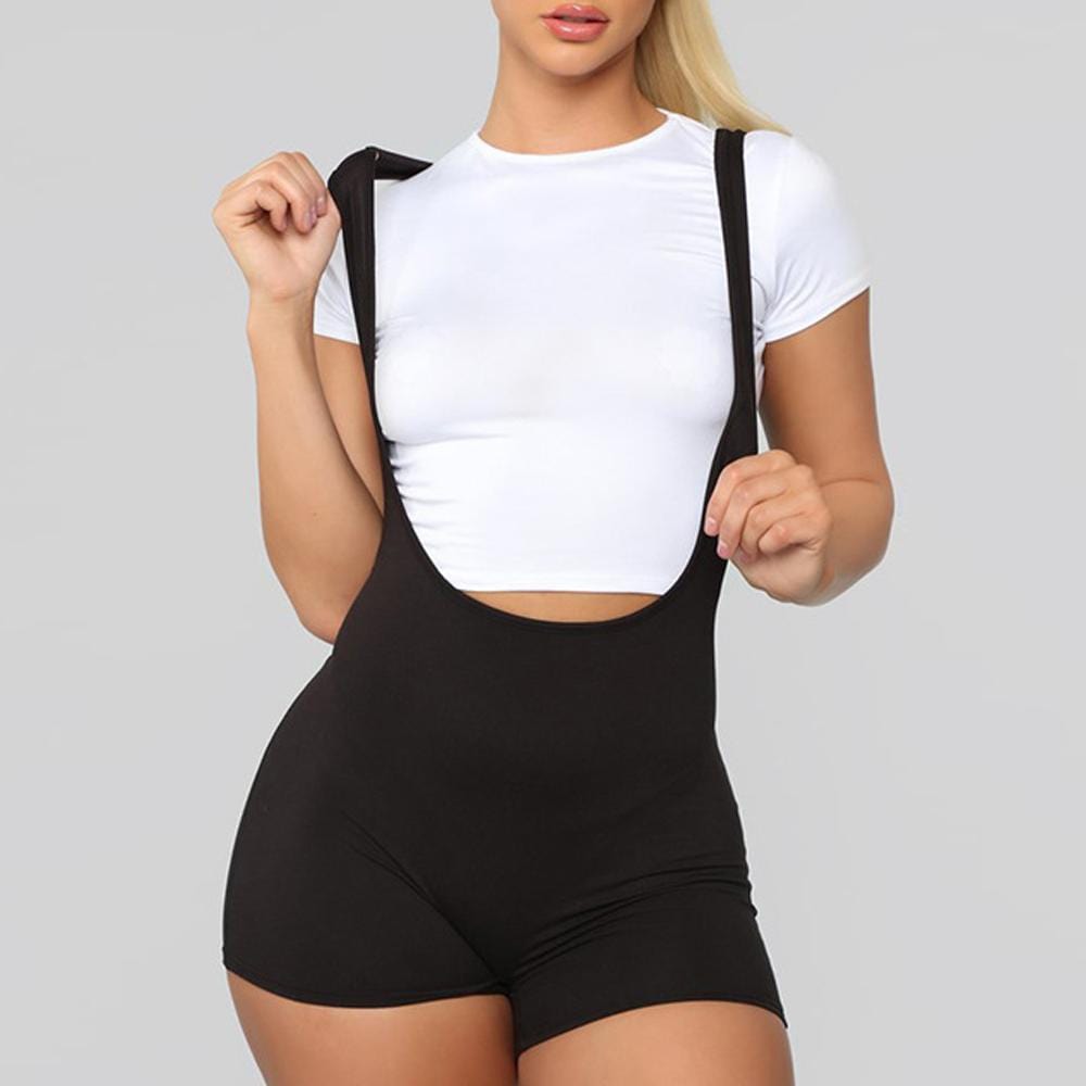 Bodycon High Waisted Suspender Shorts - Ghoul RIP