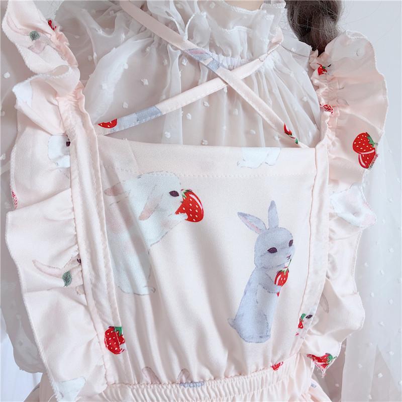 Bunny & Strawberry Pattern Apron Dress - Ghoul RIP