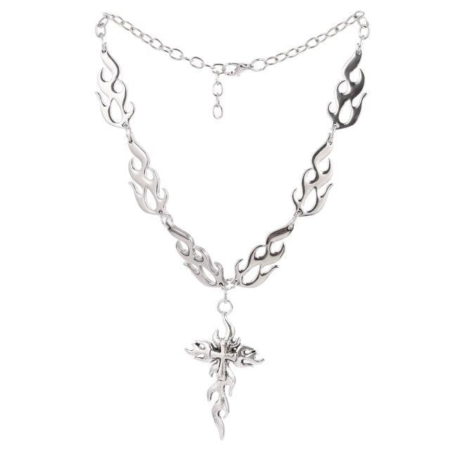 Burning Cross Necklace - Ghoul RIP