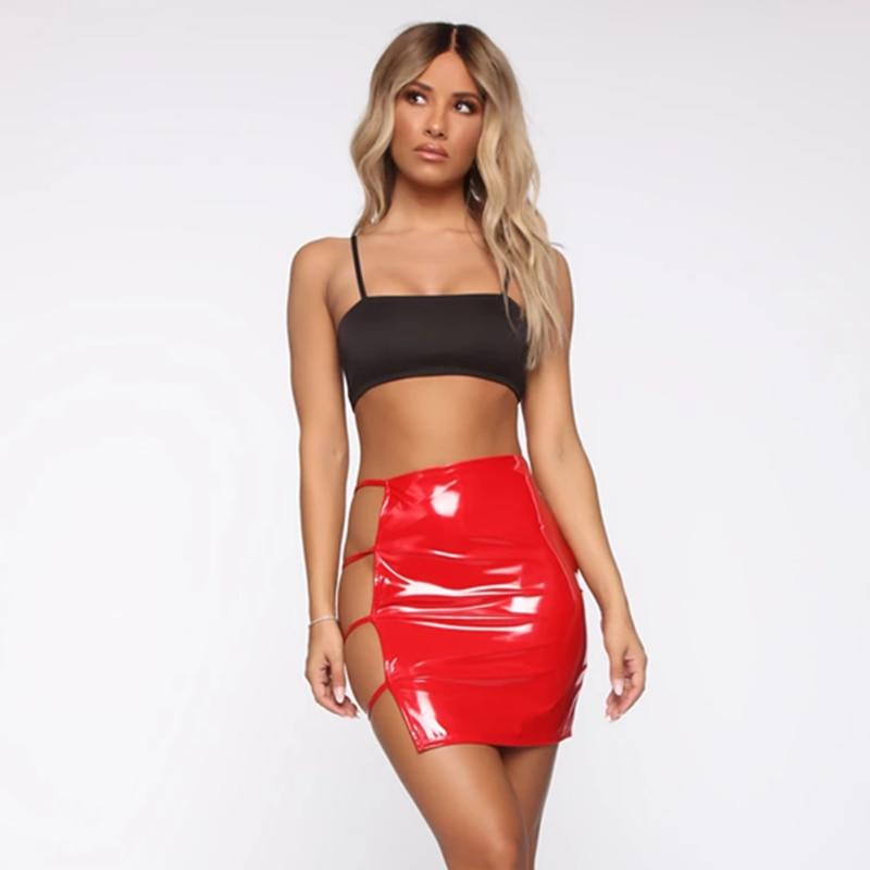 Colorful Cut Out Wet Look Pencil Skirt - Ghoul RIP