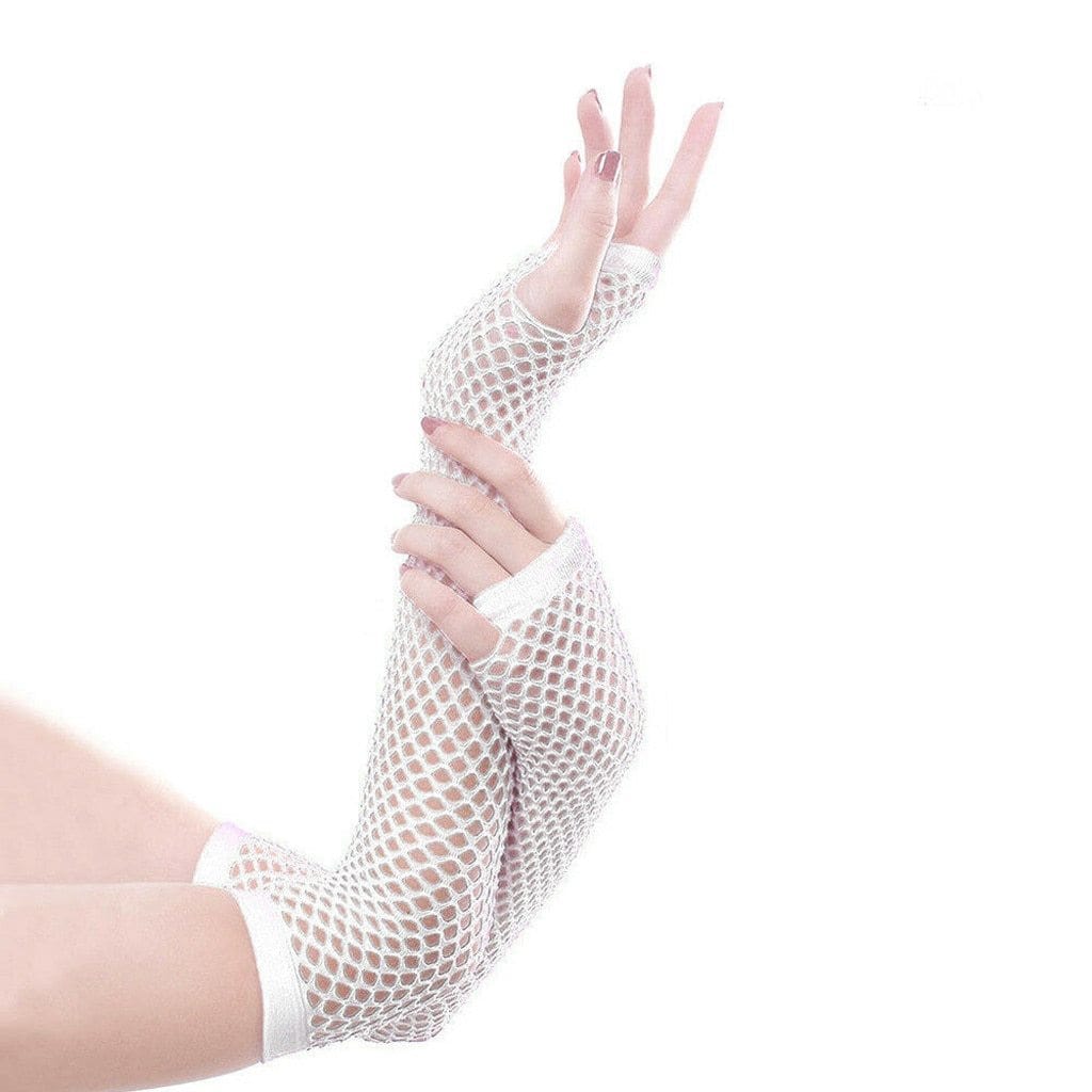 Colorful Fishnet Elbow Length Fingerless Gloves - Ghoul RIP