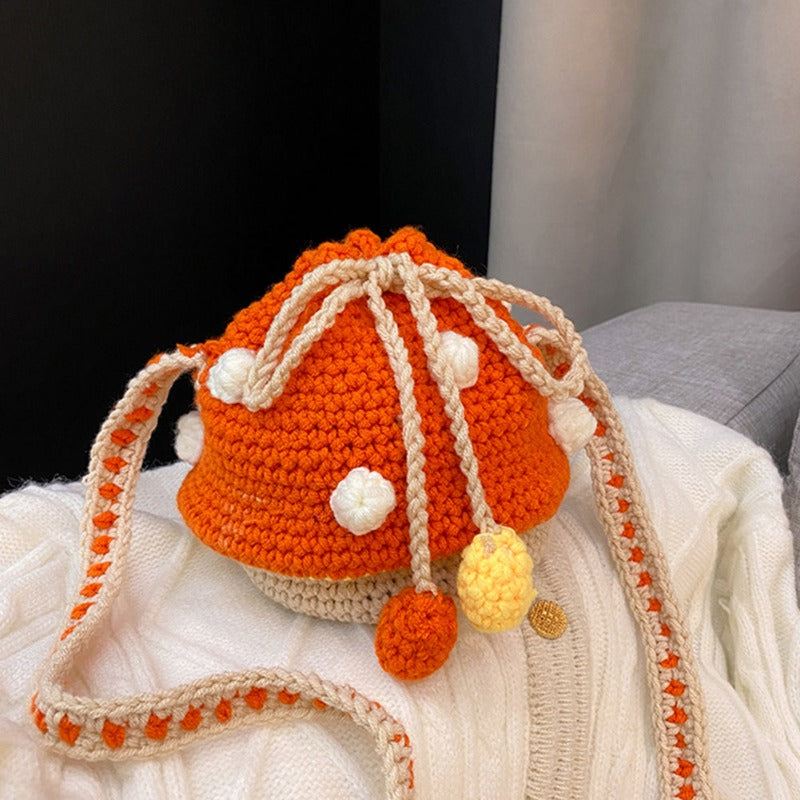 Crocheted Mushroom Mini Purse - Ghoul RIP