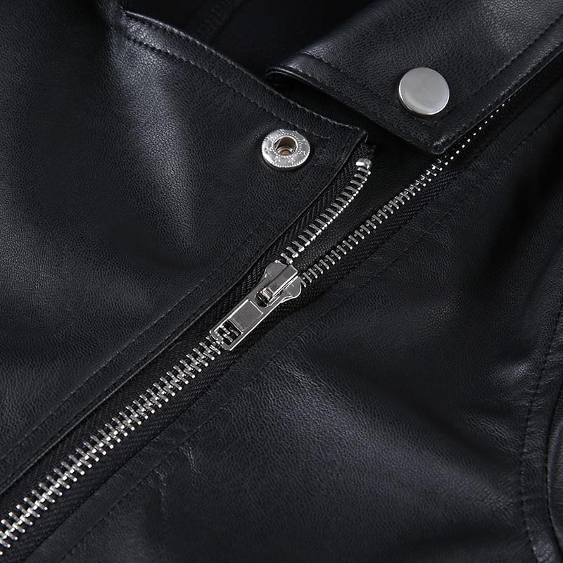Cropped Black Faux Leather Motorcycle Jacket - Ghoul RIP
