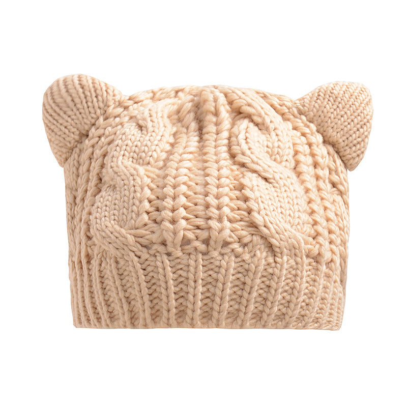 Cute Knit Beanie With Cat Ears - Ghoul RIP