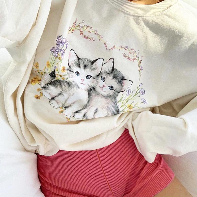 Cute Vintage Look Kitten Sweatshirt - Ghoul RIP