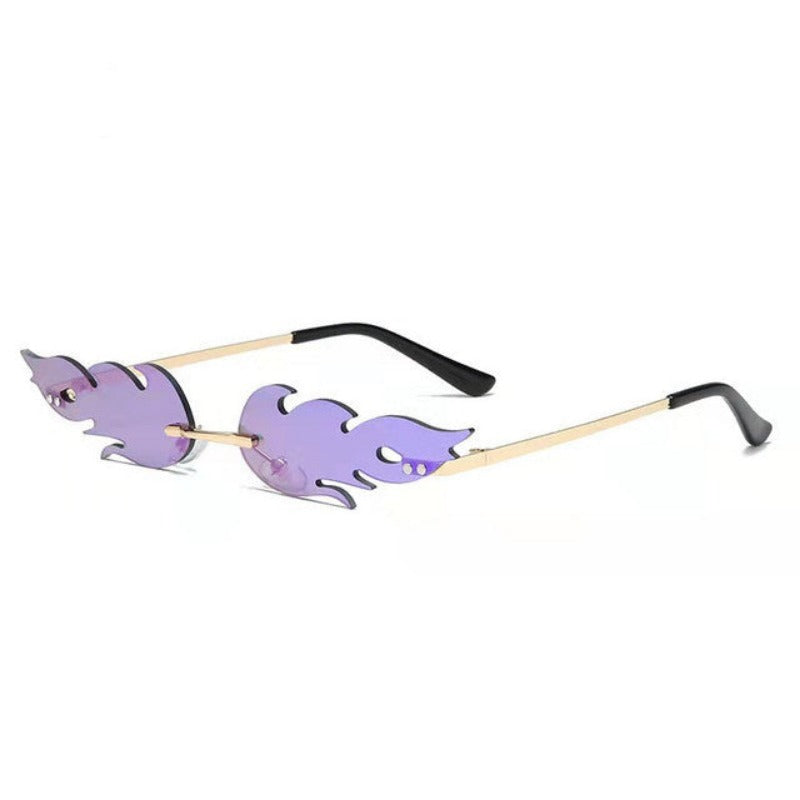 Flame Shaped Rimless Sunglasses - Ghoul RIP