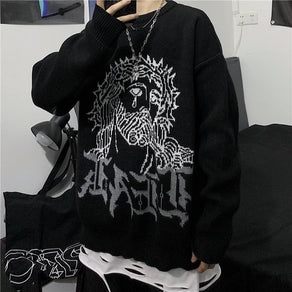 For Your Sins Jacquard Sweater - Ghoul RIP