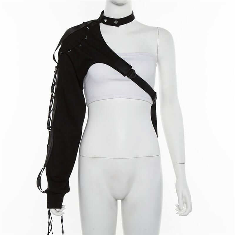 Futuristic Black Techwear Arm Sleeve - Ghoul RIP