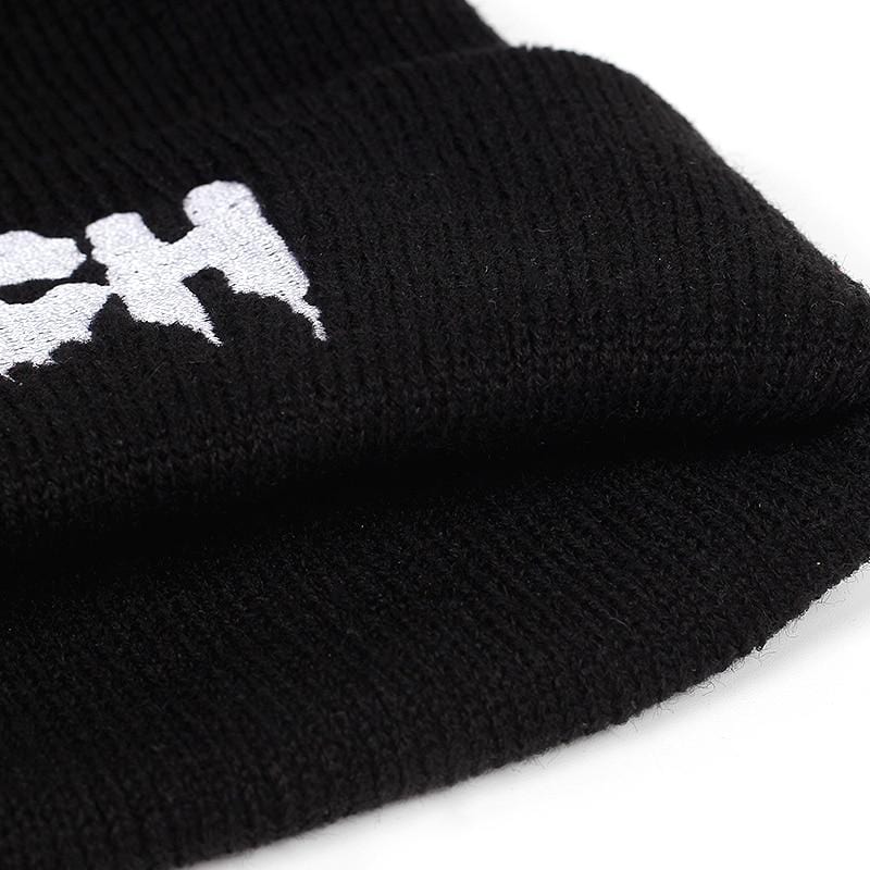 Gothic Embroidered 'Witch' Beanie - Ghoul RIP