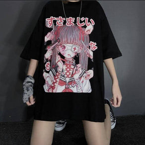 Gothic Lolita Anime Girl Graphic Tee - Ghoul RIP
