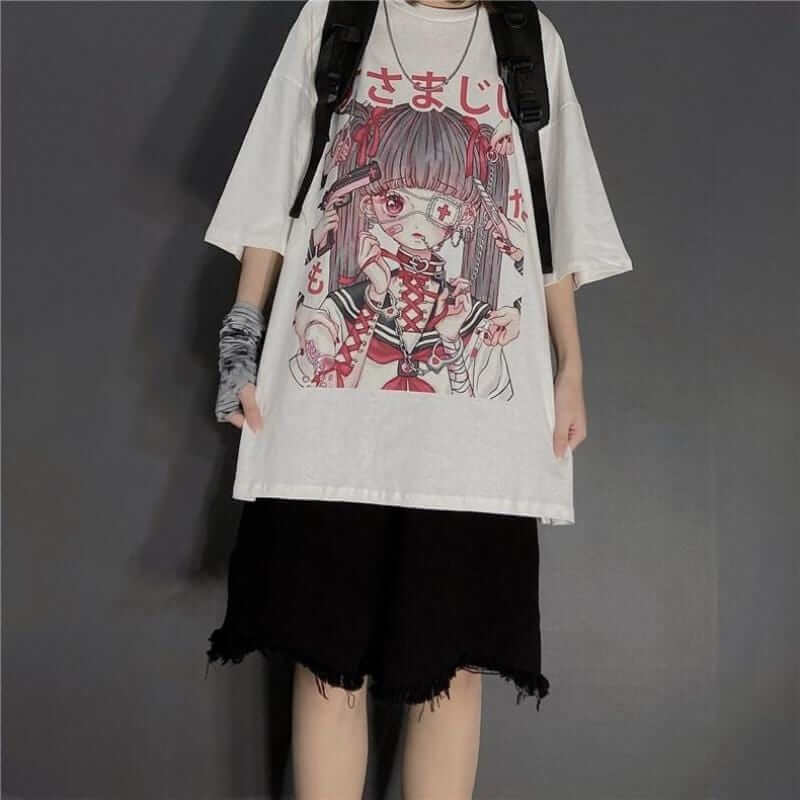 Gothic Lolita Anime Girl Graphic Tee - Ghoul RIP