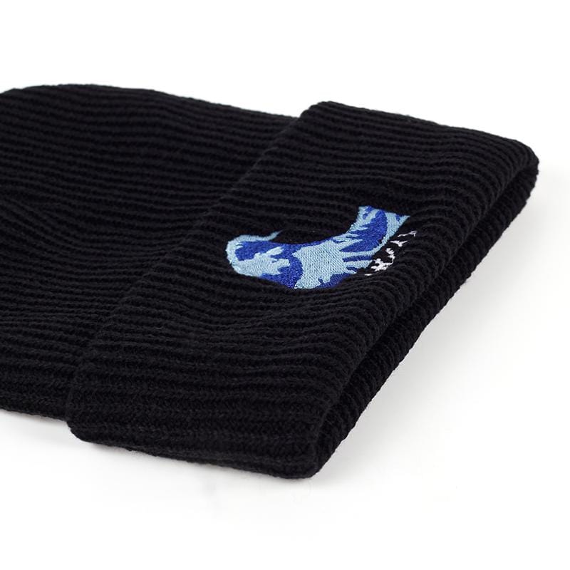 Great Wave Design Embroidered Beanie - Ghoul RIP