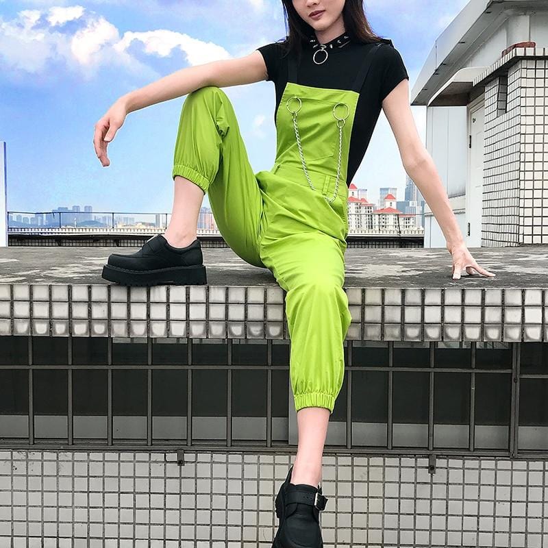 Green Overalls With Open Back - Ghoul RIP