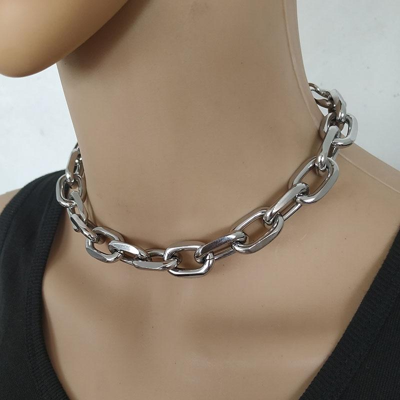 Large Link Silver Chain Choker - Ghoul RIP