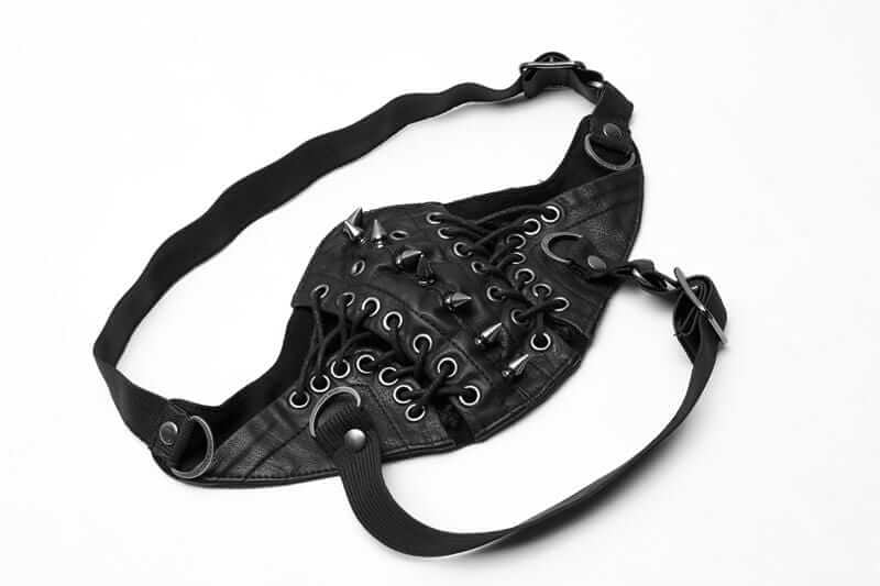 Leather Spiked Gothic Face Mask - Ghoul RIP