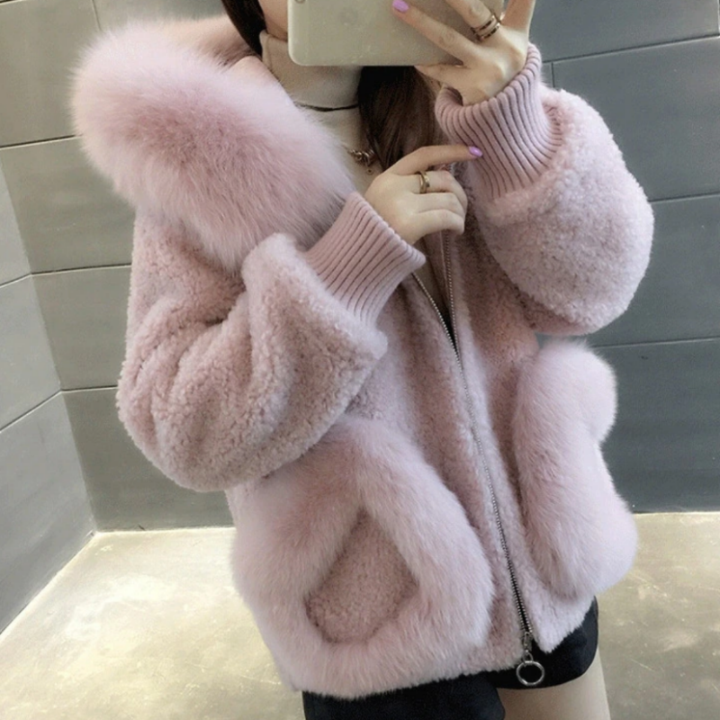 Luxurious Faux Fur Zipper Jacket With Hood - Ghoul RIP