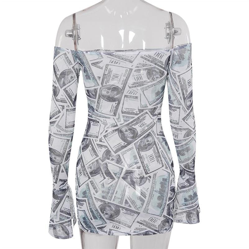 Money Machine Sheer Mini Dress - Ghoul RIP