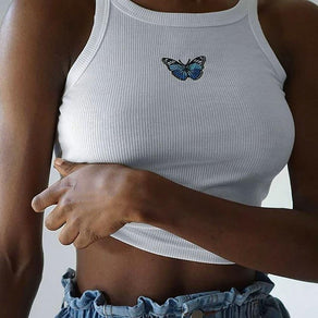 Morpho Crop Tank Top - Ghoul RIP