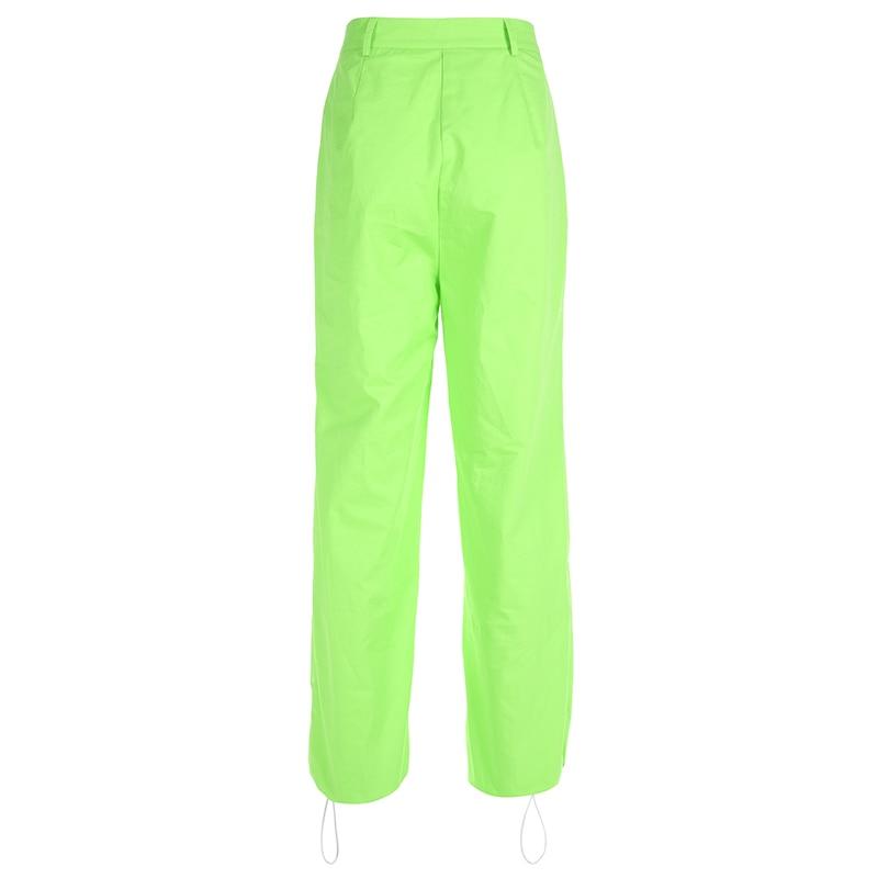 Neon Green High Waist Pants With Adjustable Cuffs - Ghoul RIP