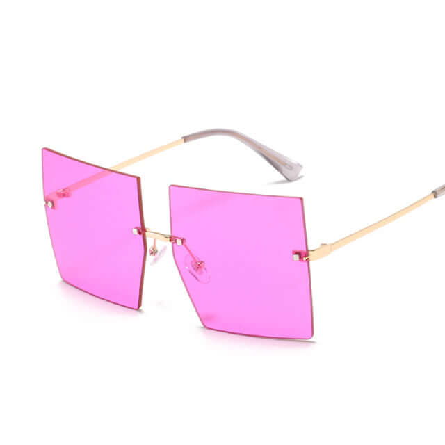 Oversized Square Frame Rimless Sunglasses - Ghoul RIP