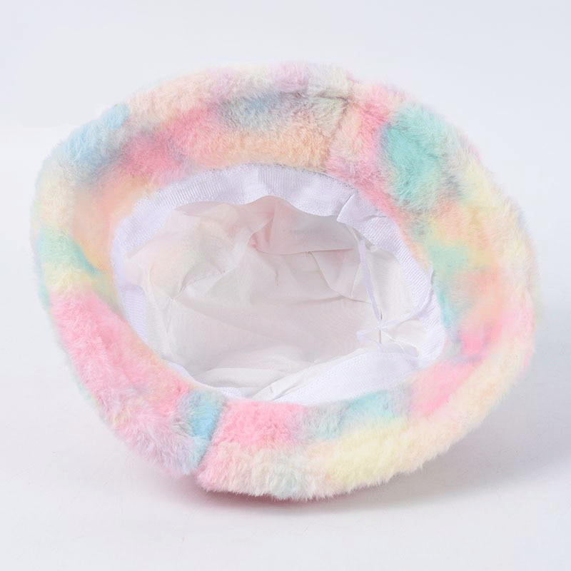 Pastel Rainbow Tie Dye Fuzzy Bucket Hat - Ghoul RIP