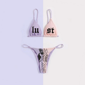 Pink & Purple Split Tone 'Lust' Triangle Bikini - Ghoul RIP