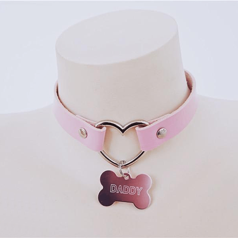 Pink 'Daddy' Tag Collar Style Choker - Ghoul RIP