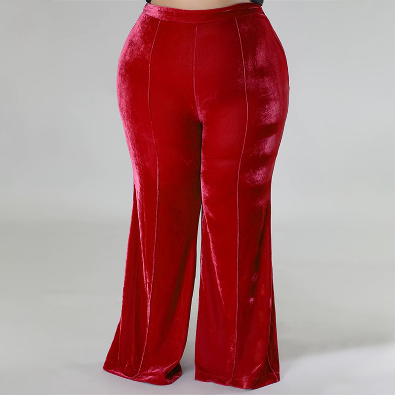 Plus Size Stretchy Velour Flare Pants - Ghoul RIP