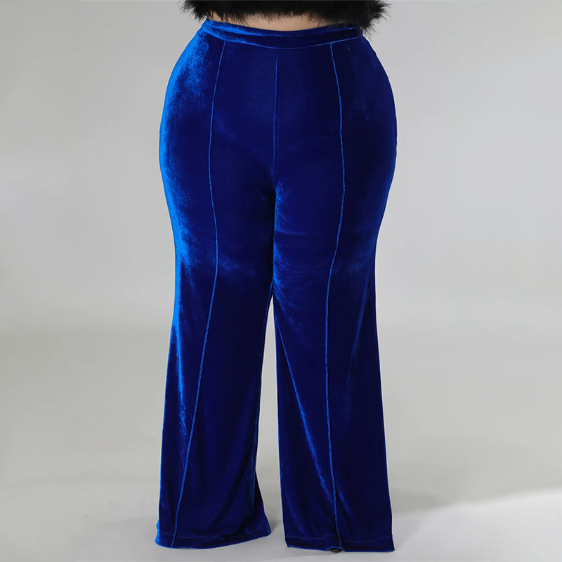 Plus Size Stretchy Velour Flare Pants - Ghoul RIP