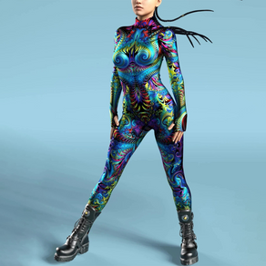 Multi-Color Psychedelic Pattern Bodycon Jumpsuit