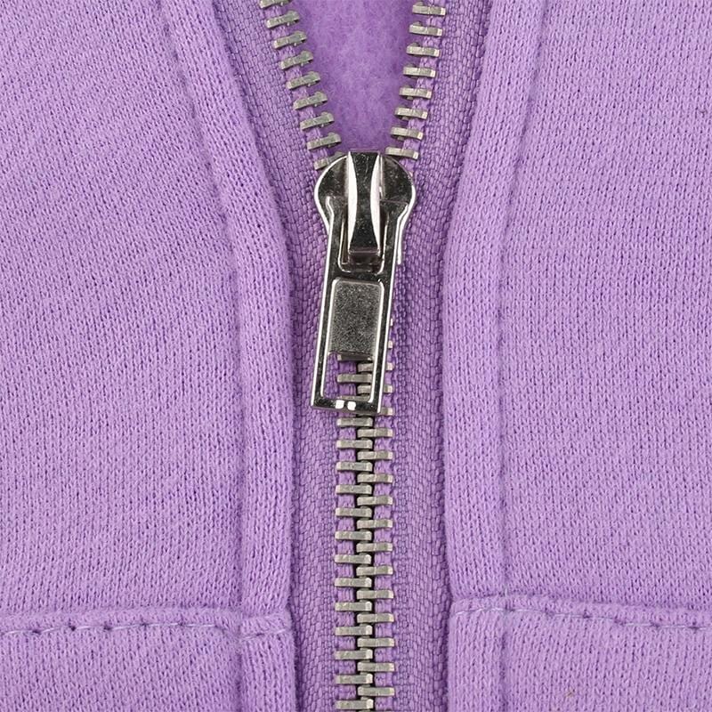 Purple Cropped Zipper Hoodie - Ghoul RIP