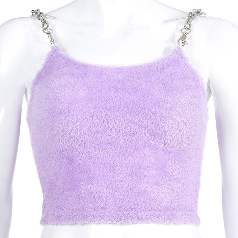 Purple Plush Cami With Chain Straps - Ghoul RIP