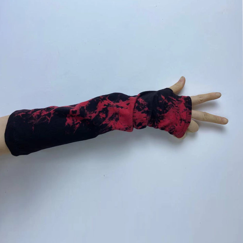 Red & Black Dyed Gothic Arm Warmers - Ghoul RIP