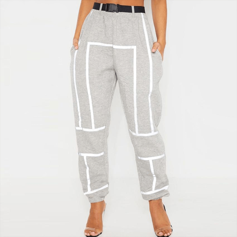 Reflective Taping Sweatpants In Gray Heather - Ghoul RIP