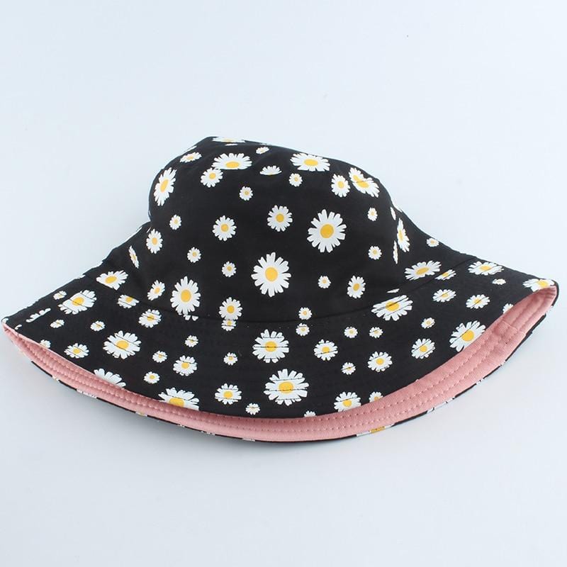 Reversible Daisy Design Bucket Hat - Ghoul RIP