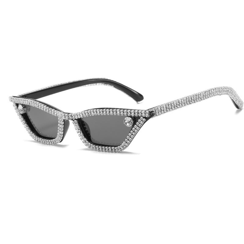Rhinestone Frame Cat Eye Sunglasses - Ghoul RIP