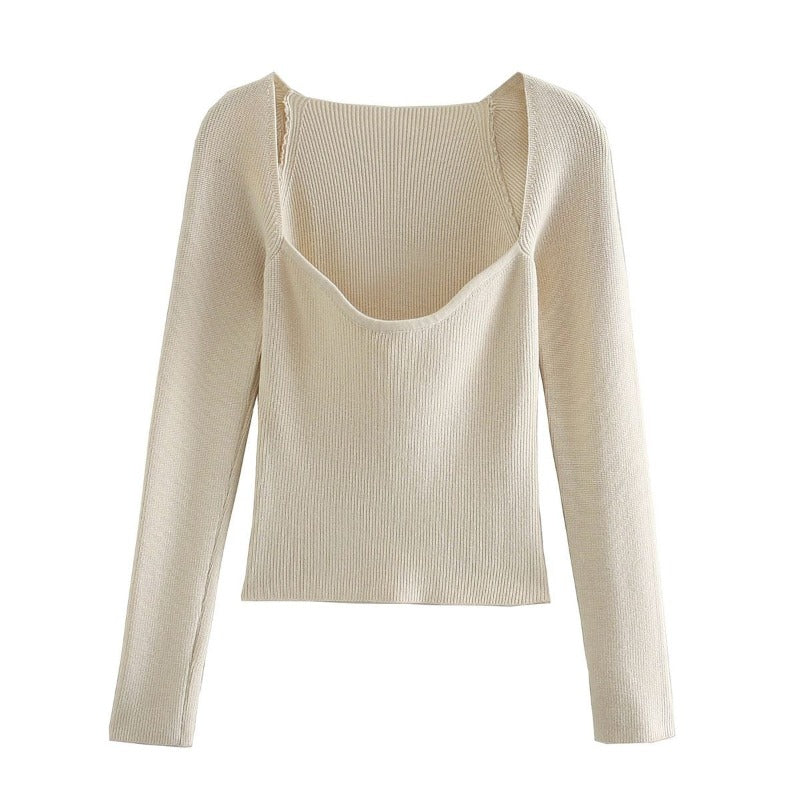 Ribbed Knit Sweetheart Neckline Top - Ghoul RIP
