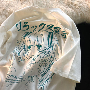 Sad Smoking Anime Girl Graphic Tee - Ghoul RIP